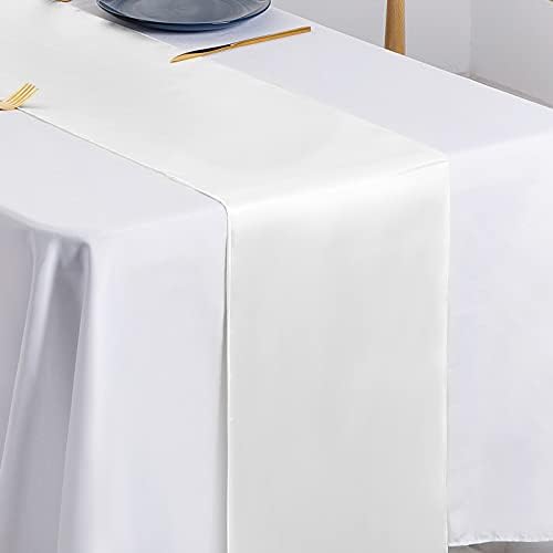 SiinvdaBZX 24 Pcs White Satin Table Runner 12 x 108 inches Long - Image 6