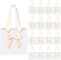 Kolldenn 50 Pcs Mini White Gift Bags Bulk with Beige Bow Ribbon Handles by Unknown