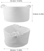 Cotton Rope Diaper Basket with Handles for Nursery Storage, Safe and Versatile Placement, Rounded Shape with Non-Scratch Surface, Pure White Tone, for Newborns and Babies - Image 2