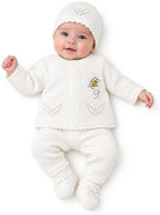 Handmade Crochet Baby Bee Outfit 0-3 Months – Premium Knit Sweater, Pants, Hat & Booties Set – Luxury Baby Shower Gift, Coming Home Outfit, Neutral Newborn Keepsake, Newborn Photography (Color Beige) by LittleCottonPreemieClothing