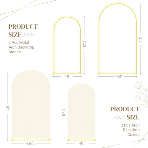 Toolterritary Metal Arch Backdrop Stand and Cover Set, 8FT, 7.2FT Party Backdrop, Easy to Assemble, Backdrop Stand for Parties, Birthday, Baby Shower - Image 3