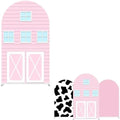 Pink Barn Door Arch Backdrop Cover for Cows Farm Birthday Party Arched Background Stand Stretchy Fabric Covers Baby Shower Cake Banquets Parties Decorations 4x7FT by ellteecz