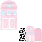 Pink Barn Door Arch Backdrop Cover for Cows Farm Birthday Party Arched Background Stand Stretchy Fabric Covers Baby Shower Cake Banquets Parties Decorations 4x7FT by ellteecz