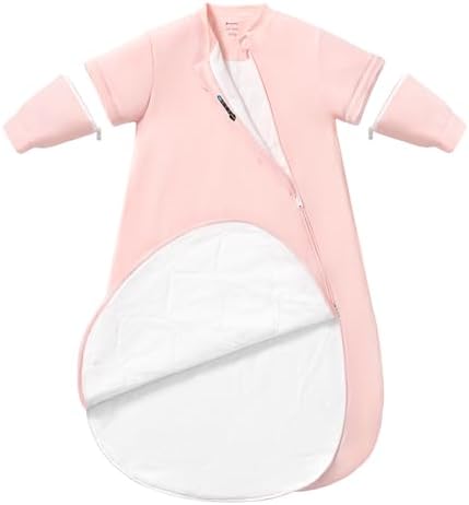 Rayon Made from Bamboo Sleep Sack 12-18 Months, Detachable Sleeves - Adjustable Warmth to Prevent Overheating, 1.0 TOG Breathable Wearable Blanket Toddler Sleeping Bag, Safe for Night Sleep by usbettas