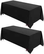 VidaFete Classic Series 2 Pack 90 * 156inch Black Rectangle Tablecloth by VidaFete