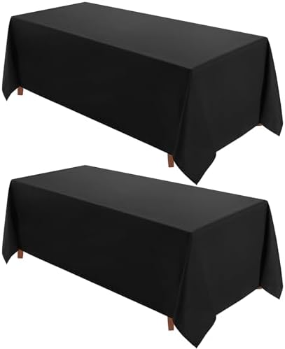 VidaFete Classic Series 2 Pack 90 * 156inch Black Rectangle Tablecloth by VidaFete