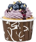 Restaurantware Panificio 1.6 Ounce Baking Cups 200 Pleated Cupcake Liners - Oven-Ready Freezable Brown And White Paper Muffin Cases Disposable Chocolate Wisp For Wedding Parties Baby Showers by Restaurantware