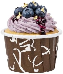 Restaurantware Panificio 1.6 Ounce Baking Cups 200 Pleated Cupcake Liners - Oven-Ready Freezable Brown And White Paper Muffin Cases Disposable Chocolate Wisp For Wedding Parties Baby Showers by Restaurantware