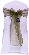 Pack of 100 Organza Chair Sashes for Wedding & Event Décor – Olive Green by MDS