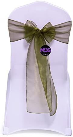 Pack of 100 Organza Chair Sashes for Wedding & Event Décor – Olive Green by MDS