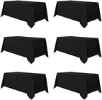 sancua 6 Pack Black Tablecloths 90x132 Inch for 6 Feet Rectangle Tables by sancua