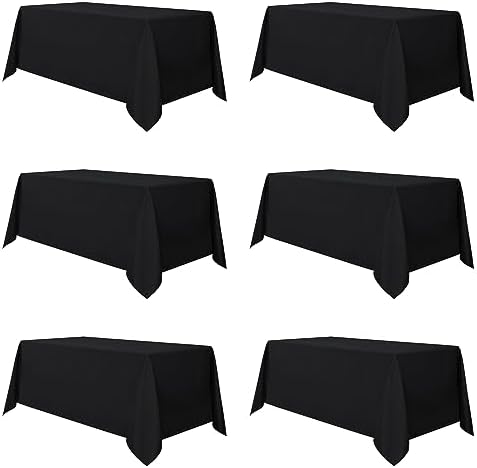 sancua 6 Pack Black Tablecloths 90x132 Inch for 6 Feet Rectangle Tables by sancua