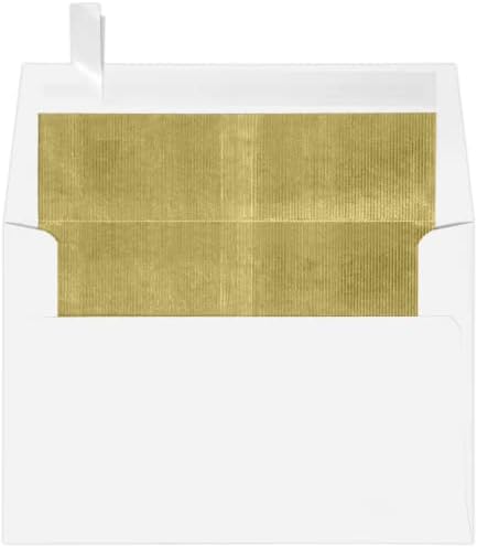 LUXPaper A4 Foil Lined Invitation Envelopes | Peel & Press | 4 1/4" x 6 1/4" | White w/Gold LUX Lining | 60lb. Text | 250 Qty by LUXPaper