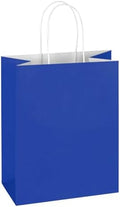 Mlyta 200 Pack 8x4.75x10 Inch Medium Royal Blue Kraft Paper Gift Bags with Handles Bulk for Goodie, Party Favor Brithday Grocery Shopping Business Wedding Retail Craft Treat To Go, Merchandise Sacks by Mlyta