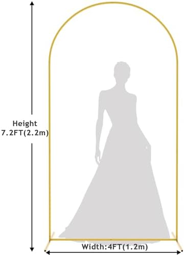 Asee'm 7.2FT Gold Metal Arch Backdrop Stand Wedding Balloon Background - Image 2