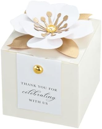 FEIYI 20 PCS Favor Boxes, Sparkle Ivory Candy Boxes 2.55x2.55x2.55 by FEIYI