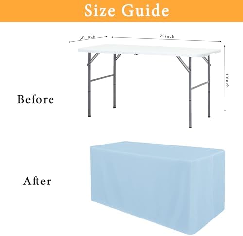 Obstal 2 Pack Table Clothes for 6 Foot Rectangle Tables, Dusty Blue - Image 6