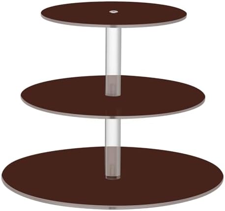 J JOYSAY Brown Coffee Pattern Acrylic Cupcake Stand 3 Tier Dessert Table Display Set Clear Cake Stands for Party Baby Shower Wedding Decorations Easy Assembly Donut Tower by J+JOYSAY