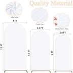 White Wedding Arch Cover Set of 3 (7.2FT, 6.6FT, 6FT) Arch Frame Covers Spandex Fitted Arch Backdrop Cover for Round Top Chiara Arch Backdrop Stands Cover for Wedding Shower Prom Birthday Party Decor - Image 2