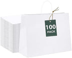 GSSUSA White Paper Bags with Handles, Large Gift Bags 16x6x12, 100 Pack by GSSUSA