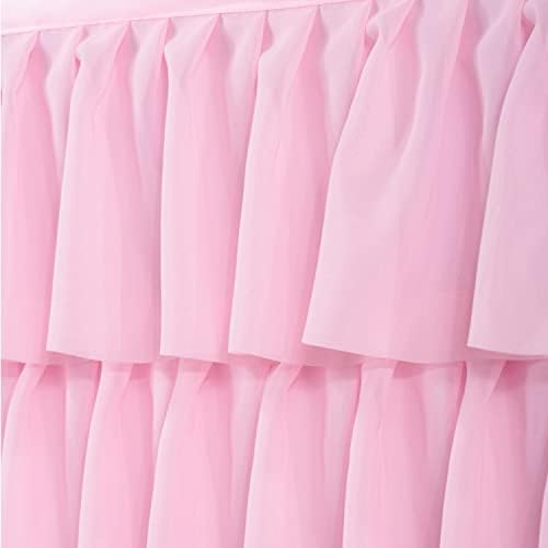 Jeloris Mermaid Tulle Table Skirt for Rectangle or Round Table Tutu Chiffon Tablecloth for Birthday, Baby Shower, Wedding, Party Decoration (Pink, L 9ft, H 30in) - Image 7