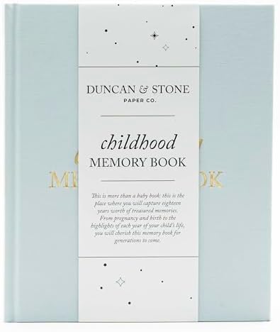 Duncan & Stone Childhood Memory Book for Kids, Prompts, Sky Blue by DuncanStonePaperCo