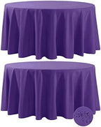 Fokitut 2 Pack Waterproof Round Tablecloth, 120 Inch, Stain Resistant and Wrinkle Polyester Table Cloth, Fabric Table Cover for Kitchen Dining, Wedding, Party, Holiday Dinner-Purple by BalsaCircle