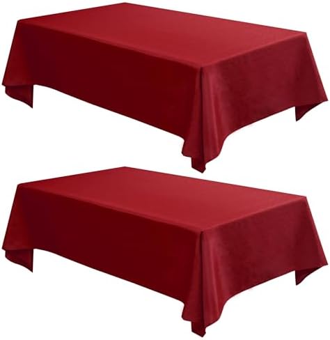 Fitable 2 Pack Christmas Red Faux Linen Tablecloths Rectangle 60x120 Inch by Fitable