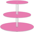 J JOYSAY Hot Pink Pattern Acrylic Cupcake Stand 3 Tier Dessert Table Display Set Clear Cake Stands for Baby Shower Party Wedding Decorations Easy Assembly Donut Tower by J+JOYSAY
