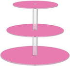 J JOYSAY Hot Pink Pattern Acrylic Cupcake Stand 3 Tier Dessert Table Display Set Clear Cake Stands for Baby Shower Party Wedding Decorations Easy Assembly Donut Tower by J+JOYSAY