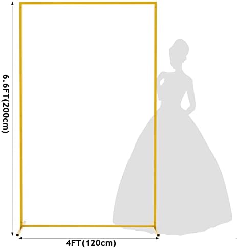 Fomcet Square Backdrop Stand Metal Gold 6.6FT x 4FT Wedding Arch Stand - Image 2
