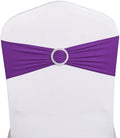 Spandex Purple Chair Sashes 100 Pack Wedding Chair Bows Bands Silver Buckle by SINSSOWL