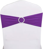 Spandex Purple Chair Sashes 100 Pack Wedding Chair Bows Bands Silver Buckle by SINSSOWL