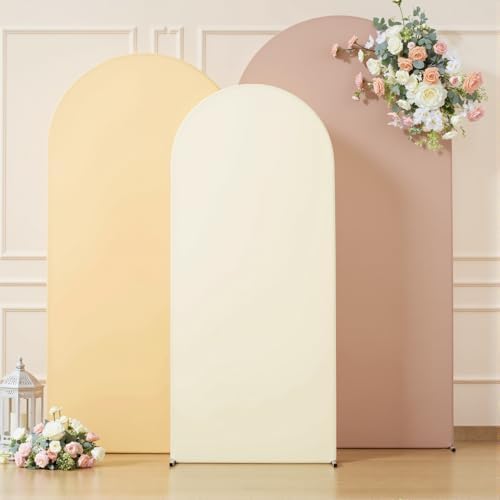 Cream Nude Champagne Arch Backdrop Covers Set of 3 Wedding Arch Covers Stretchy Backdrop Baby Shower Birthday Party Arches Cover 6FT 6.6FT 7.2FT Arch Stand Cover Spandex Bridal Shower Decoration - Image 7