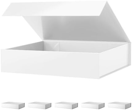 PACKHOME 6 White Gift Boxes 11.5x8x2.5in with Magnetic Lids for Shirt by PACKHOME