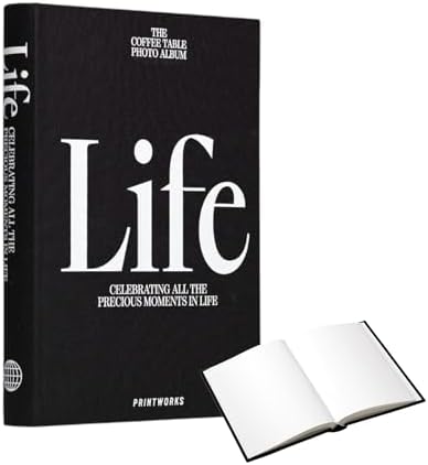PrintWorks Life Photo Book, Black - Minimalist 80-Page Hardcover Album by Printworks