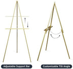 NianFeng Wooden Easel Stand for Sign, Easel Display Stand Floor for Wedding Sign with Adjustable Tray, 63-Inch, Tripod A-Frame Poster Light Duty, Welcome, Art Show & Baby Shower (Golden) - Image 4