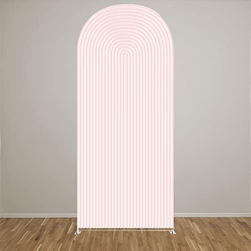 HUAYI Flesh Pink Ripples Pattern Arch Backdrop Cover for Birthday Party Wedding Baby Shower Decorations Chiara Backdrops Arched Wall Frame Stands Covers Props GP-459 3ft * 5ft - Image 2