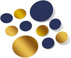 Navy Blue/Metallic Gold Vinyl Wall Stickers - 2 & 4 inch Circles (300 Decals) by DecalVenue