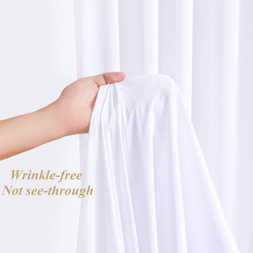 10x10ft White Backdrop Curtains with Lights Photo Drapes Wrinkle Free Fabric Backdrop Curtain for Wedding Birthday Party Baby Shower Bridal Shower Home Party Background Decorations - Image 5