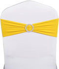 Spandex Yellow Chair Sashes 100 Pack Wedding Chair Bows Bands Silver Buckle by SINSSOWL
