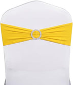 Spandex Yellow Chair Sashes 100 Pack Wedding Chair Bows Bands Silver Buckle by SINSSOWL