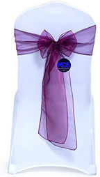 MDS Pack of 100 Organza Chair Sashes for Wedding & Event Décor – Wine by MDS