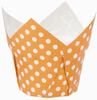 Restaurantware 2 oz Hot Orange Polka Dot Tulip Paper Baking Cups, 200 Ct - Image 2