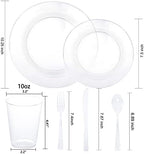 WDF 25 Guest Clear Plastic Plates with Disposable Plastic Silverware - Plastic Plates and Cups for Party include 25 Dinner Clear Plates, 25Salad Plates, 25Forks, 25Knives, 25 Spoons, 25Cups - Image 4