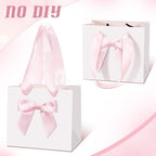 Kolldenn 50 Pcs Small Gift Bags Bulk with Bow Ribbon Handles, White Pink - Image 2