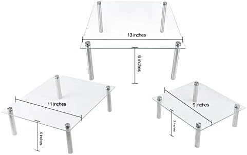 3 Pack Tempered Glass Cake Stands Set, 8 10 13 Inch Square Dessert Display - Image 4