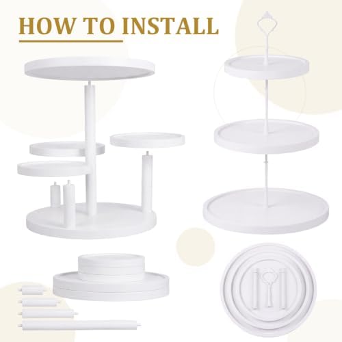 RattanView 7 Pcs Wooden Cupcake Stand Set with Cake Pedestal Trays,White - Image 4