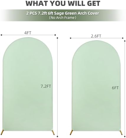7.2FT 6FT Sage Green Arch Backdrop Set of 2, Wrinkle-Free Stretchy Spandex Wedding Cover, Round Chiara Background Stand for Birthday Party Baby Shower - Image 6