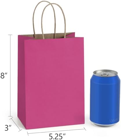 BagDream Small Gift Bags with Handles 5.25x3x8 Inch Pink 100 Pack Bulk - Image 2